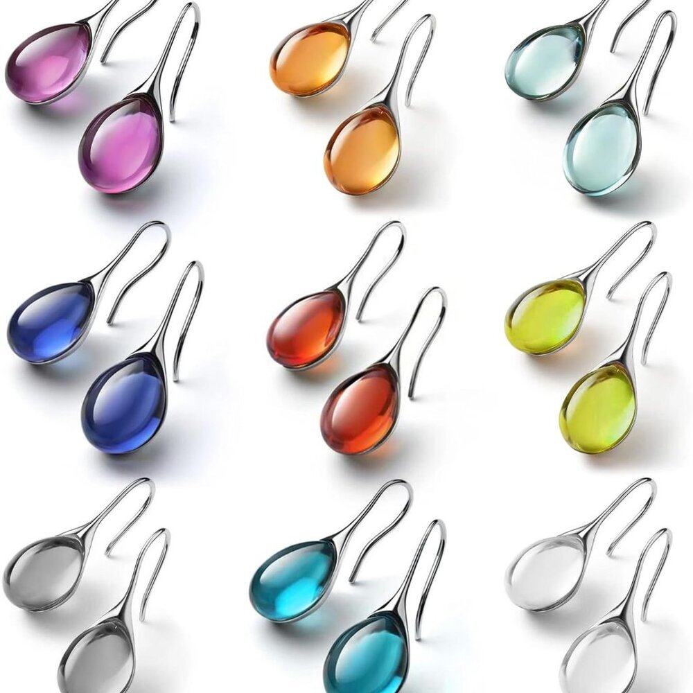 Teardrop Earrings for Women Trendy Sterling Silver Hypoallergenic Crystal Dangle